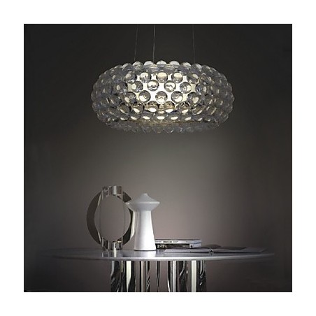Lampada a sospensione con perline cromata in acrilico 1 luce Dia 14 x H 14 cm