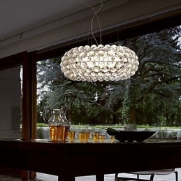 Lampada a sospensione con perline cromata in acrilico 1 luce Dia 14 x H 14 cm