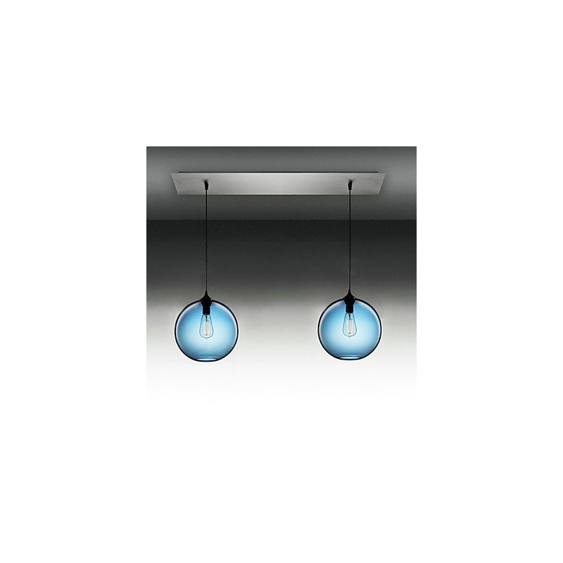 Lampada a sospensione moderna in vetro blu con bolle rotonde, 2 luci