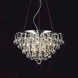 Lampadario a sospensione a goccia di cristallo rotondo a 8 luci
