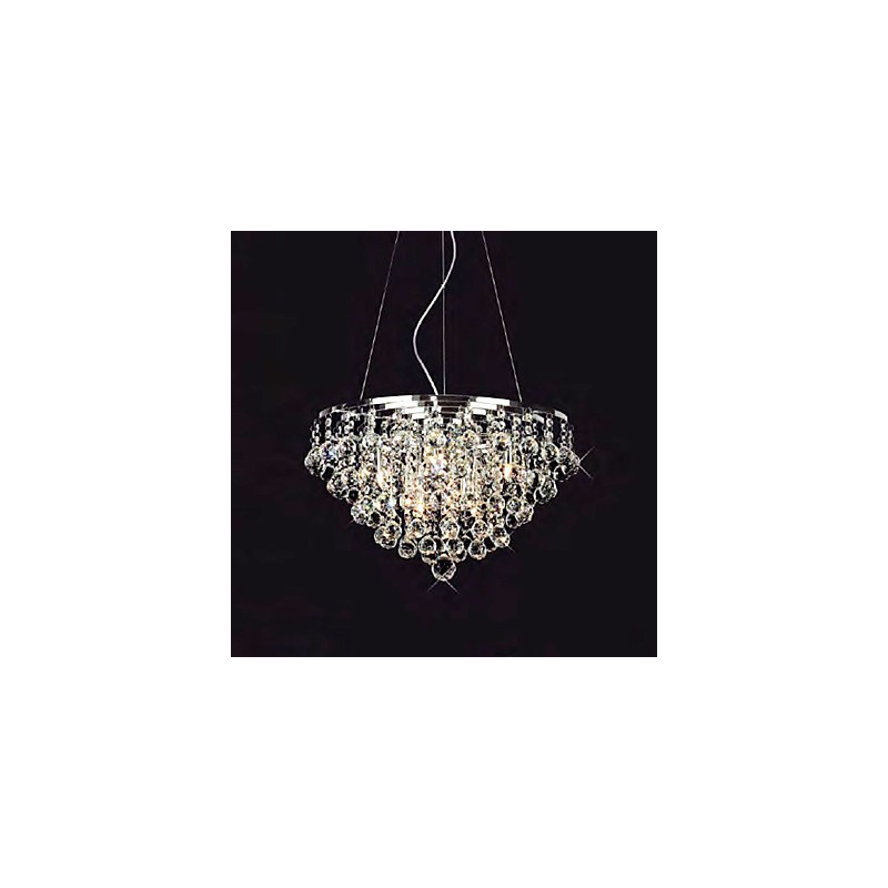 Lampadario a sospensione a goccia di cristallo rotondo a 8 luci