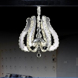 Lampada a sospensione in cristallo stile europeo argentata LED integrato 3 luci