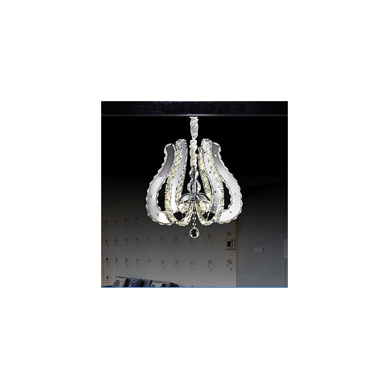 Lampada a sospensione in cristallo stile europeo argentata LED integrato 3 luci