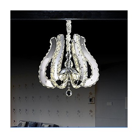 Lampada a sospensione in cristallo stile europeo argentata LED integrato 3 luci