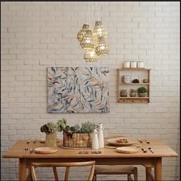 Lampadario a sospensione retrò creativo a 5 luci con corda in gabbia beige