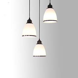 Lampada a sospensione retrò Mini a 3 livelli in metallo e vetro bianco