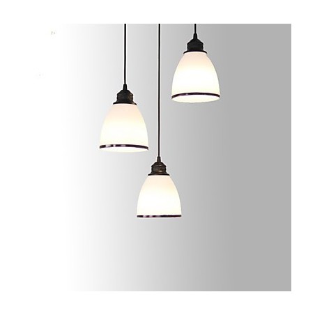 Lampada a sospensione retrò Mini a 3 livelli in metallo e vetro bianco