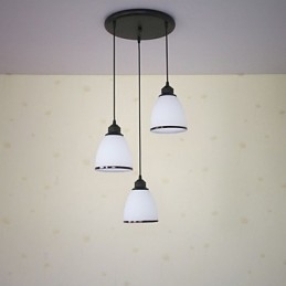Lampada a sospensione retrò Mini a 3 livelli in metallo e vetro bianco