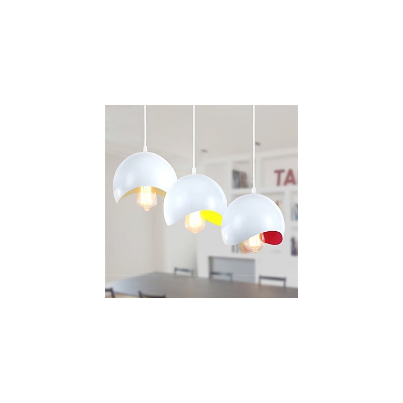 Lampada a sospensione mini moderna contemporanea bianca in metallo 3 luci E26/E27