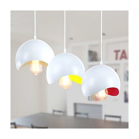 Lampada a sospensione mini moderna contemporanea bianca in metallo 3 luci E26/E27