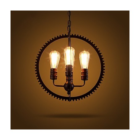 Lampadario a sospensione retrò rustico in ferro battuto multicolore