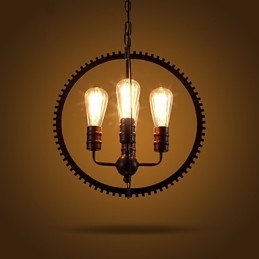 Lampadario a sospensione retrò rustico in ferro battuto multicolore
