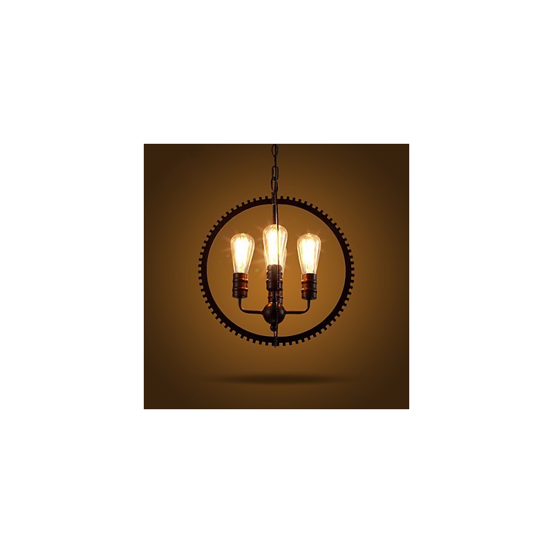 Lampadario a sospensione retrò rustico in ferro battuto multicolore