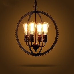 Lampadario a sospensione retrò rustico in ferro battuto multicolore