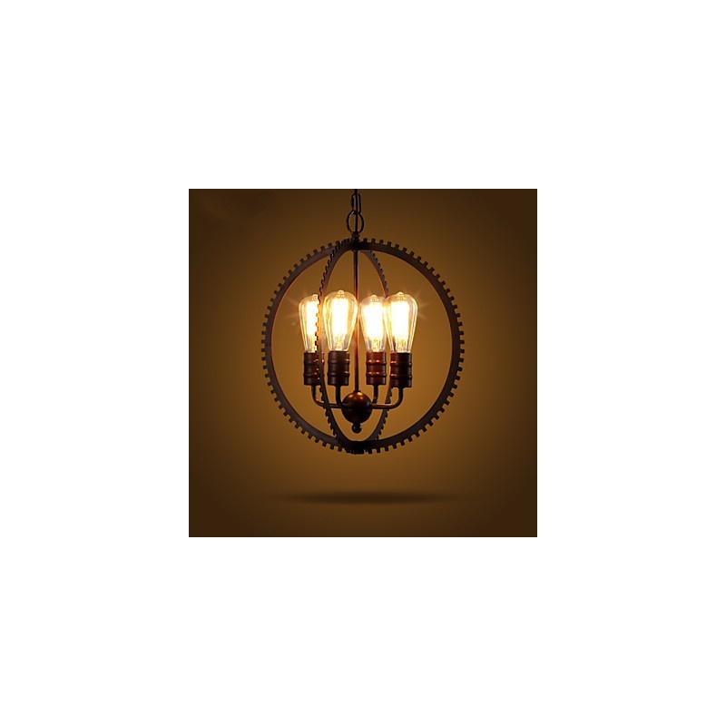 Lampadario a sospensione retrò rustico in ferro battuto multicolore