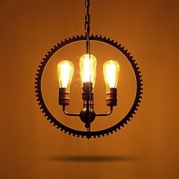 Lampadario a sospensione retrò rustico in ferro battuto multicolore
