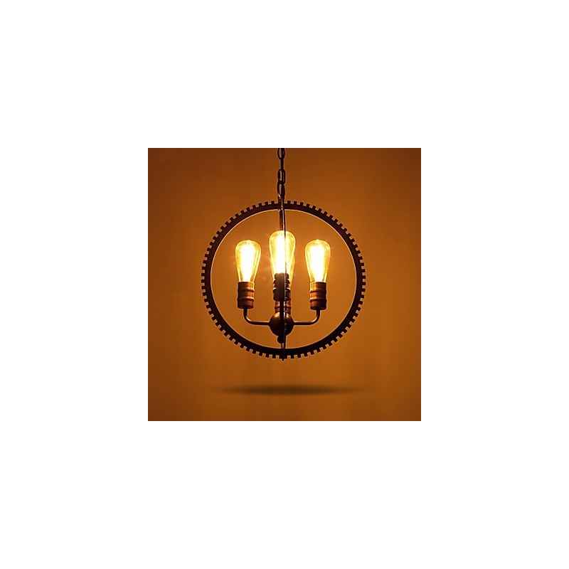 Lampadario a sospensione retrò rustico in ferro battuto multicolore