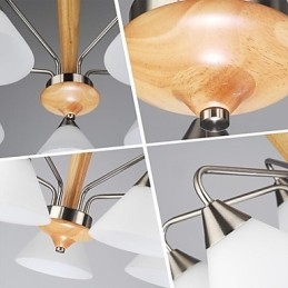 Lampada a sospensione moderna in legno e bambù