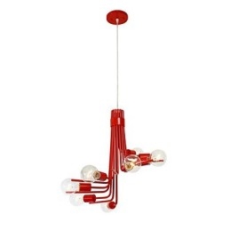 Lampada a sospensione retrò nordamericana a 8 luci rossa
