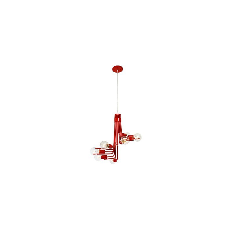 Lampada a sospensione retrò nordamericana a 8 luci rossa