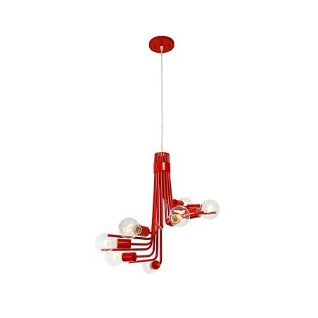 Lampada a sospensione retrò nordamericana a 8 luci rossa