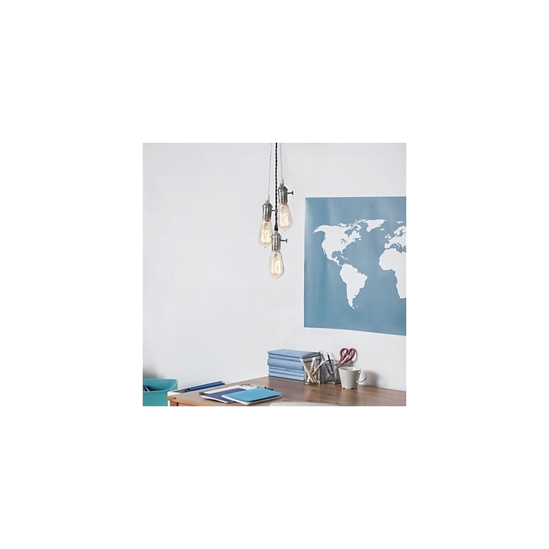Lampada a sospensione mini in metallo cromato stile vintage classico tradizionale