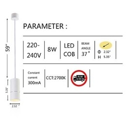 GE 05032 Lampada a sospensione mini LED 8W 136 mm 1 luce bianco polvere in alluminio