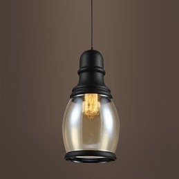 Lampada a sospensione retrò Loft Lights in vetro nero