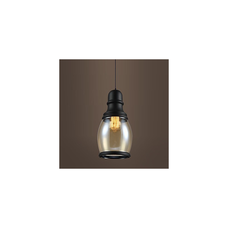 Lampada a sospensione retrò Loft Lights in vetro nero