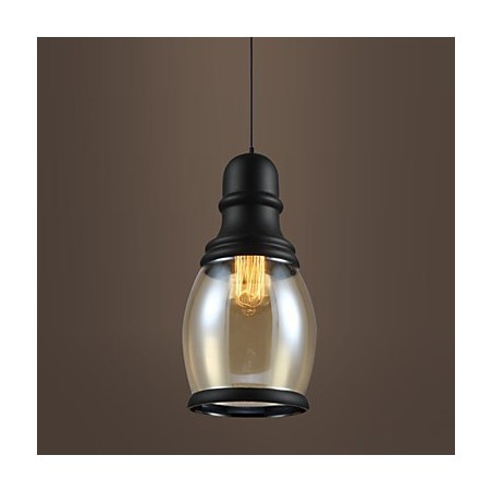 Lampada a sospensione retrò Loft Lights in vetro nero