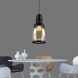 Lampada a sospensione retrò Loft Lights in vetro nero