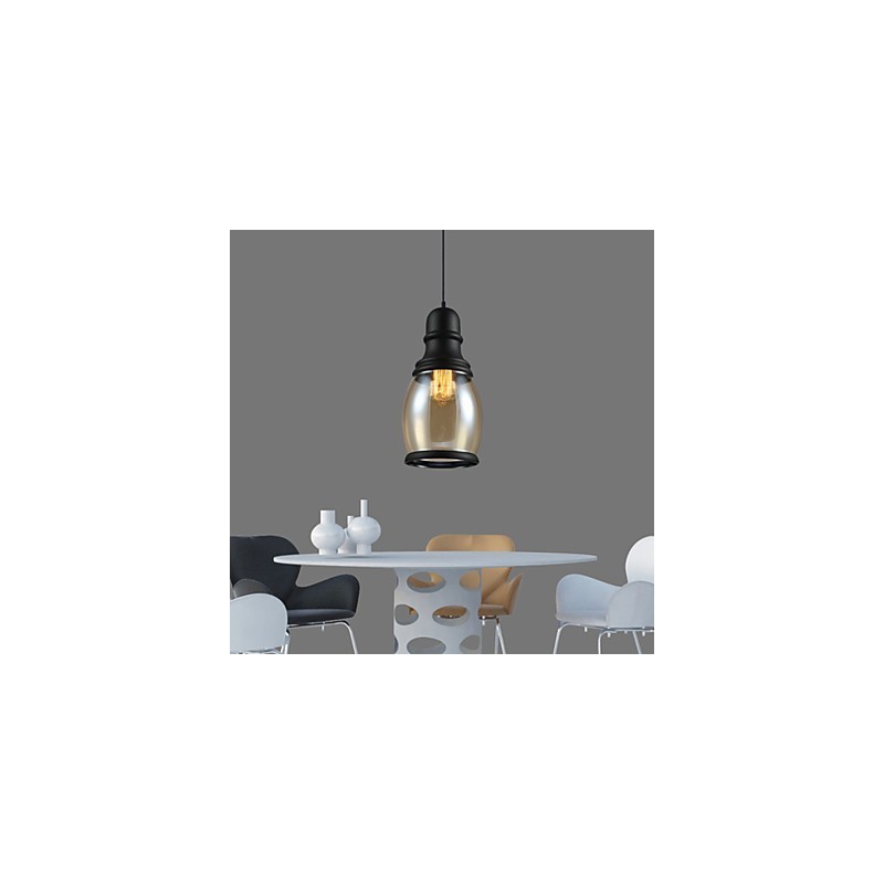 Lampada a sospensione retrò Loft Lights in vetro nero