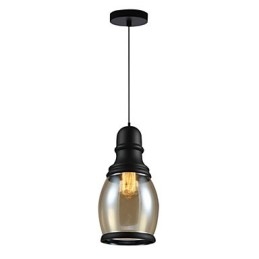 Lampada a sospensione retrò Loft Lights in vetro nero