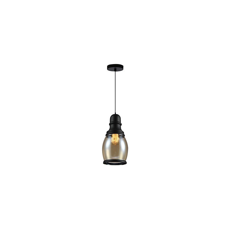 Lampada a sospensione retrò Loft Lights in vetro nero