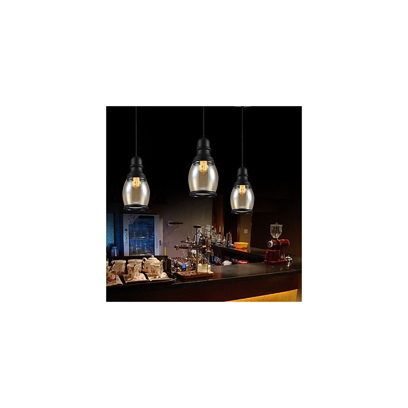 Lampada a sospensione retrò Loft Lights in vetro nero