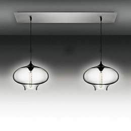 Lampada a sospensione in vetro nero a bolle, 2 luci, regolabile