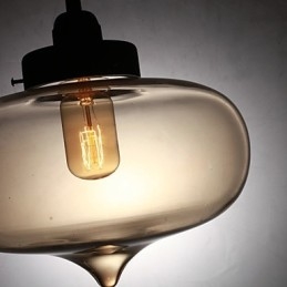 Lampada a sospensione in vetro trasparente a bolle, 2 luci, marrone