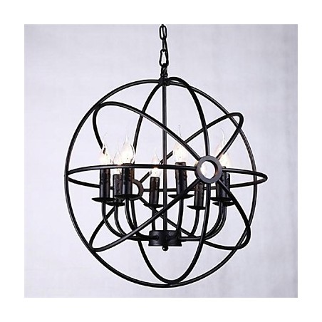 Mini lampadario a sospensione moderno classico rustico retrò nero in metallo, 8 luci E12/E14