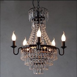 Lampada a sospensione retrò in cristallo stile country americano