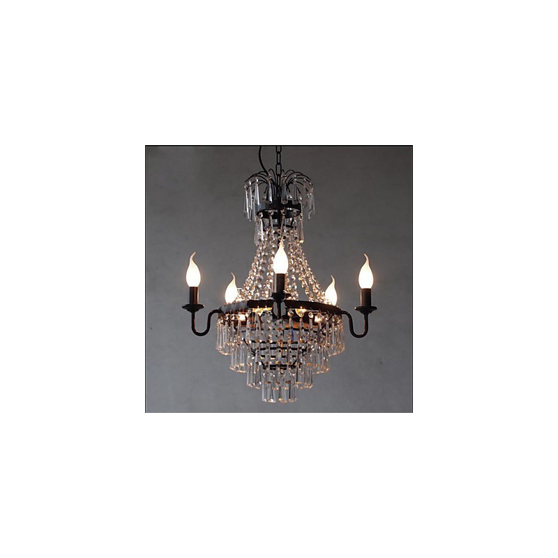 Lampada a sospensione retrò in cristallo stile country americano