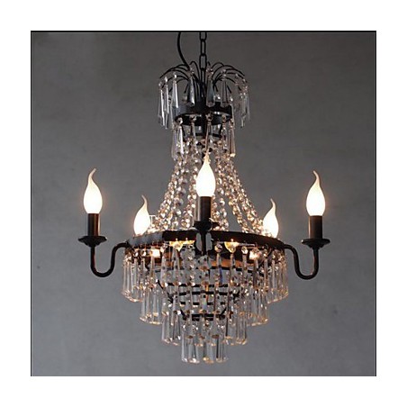 Lampada a sospensione retrò in cristallo stile country americano