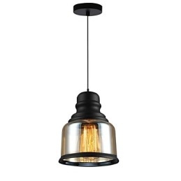 Lampada a sospensione retrò Loft Lights in vetro nero