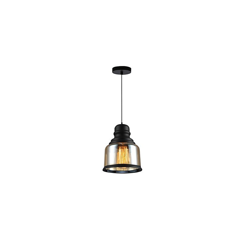 Lampada a sospensione retrò Loft Lights in vetro nero