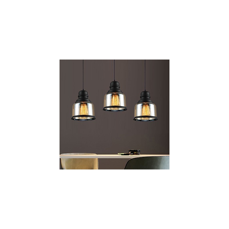 Lampada a sospensione retrò Loft Lights in vetro nero