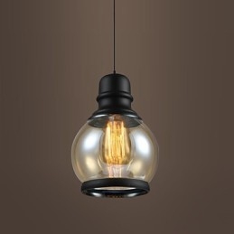 Lampada a sospensione retrò Loft Lights in vetro nero