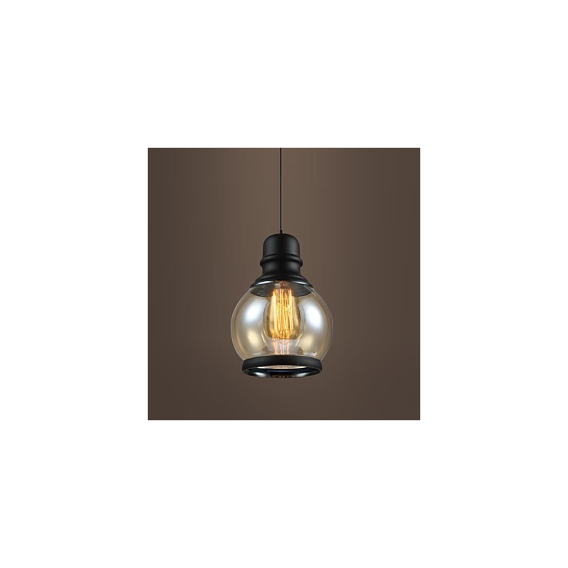Lampada a sospensione retrò Loft Lights in vetro nero