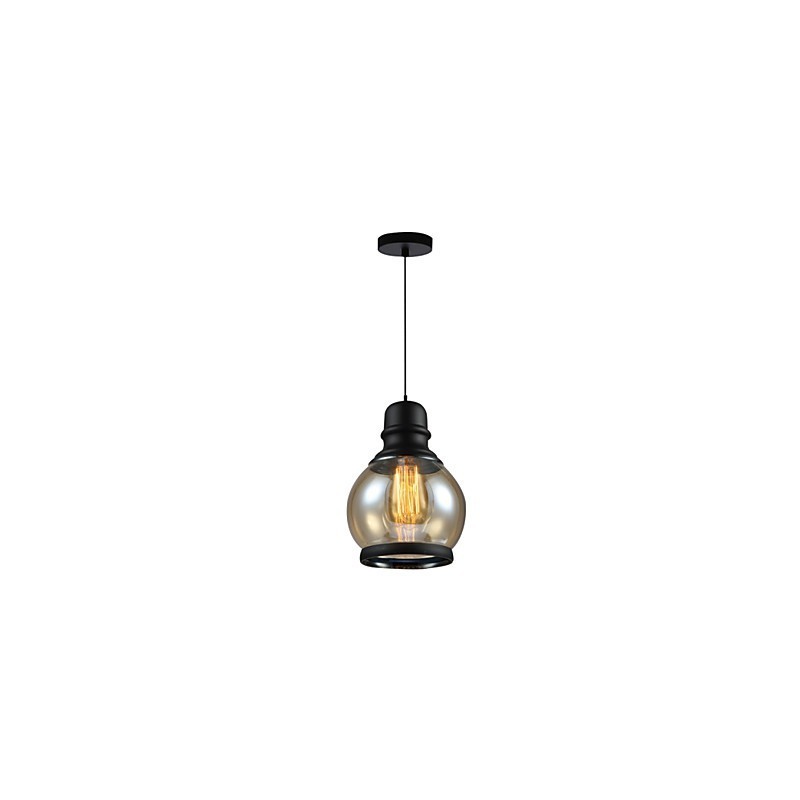 Lampada a sospensione retrò Loft Lights in vetro nero