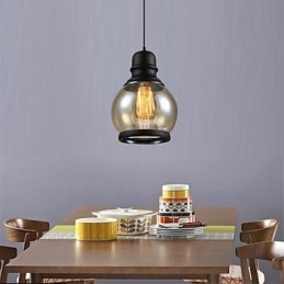 Lampada a sospensione retrò Loft Lights in vetro nero