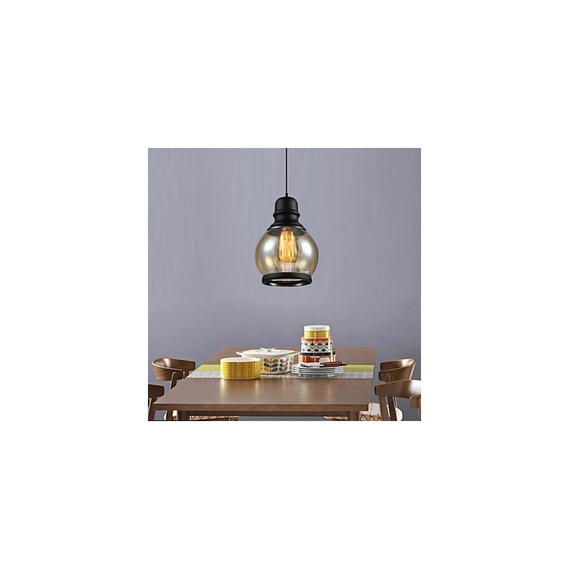 Lampada a sospensione retrò Loft Lights in vetro nero