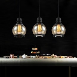 Lampada a sospensione retrò Loft Lights in vetro nero